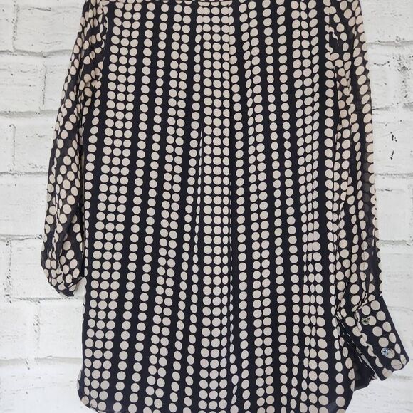 Tory Burch Womens Black Cream Polka Dot Silk Chiffon Tunic Blouse Size Small - Picture 11 of 14